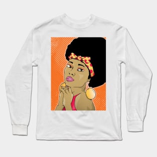 Black Woman Retro Poster Long Sleeve T-Shirt